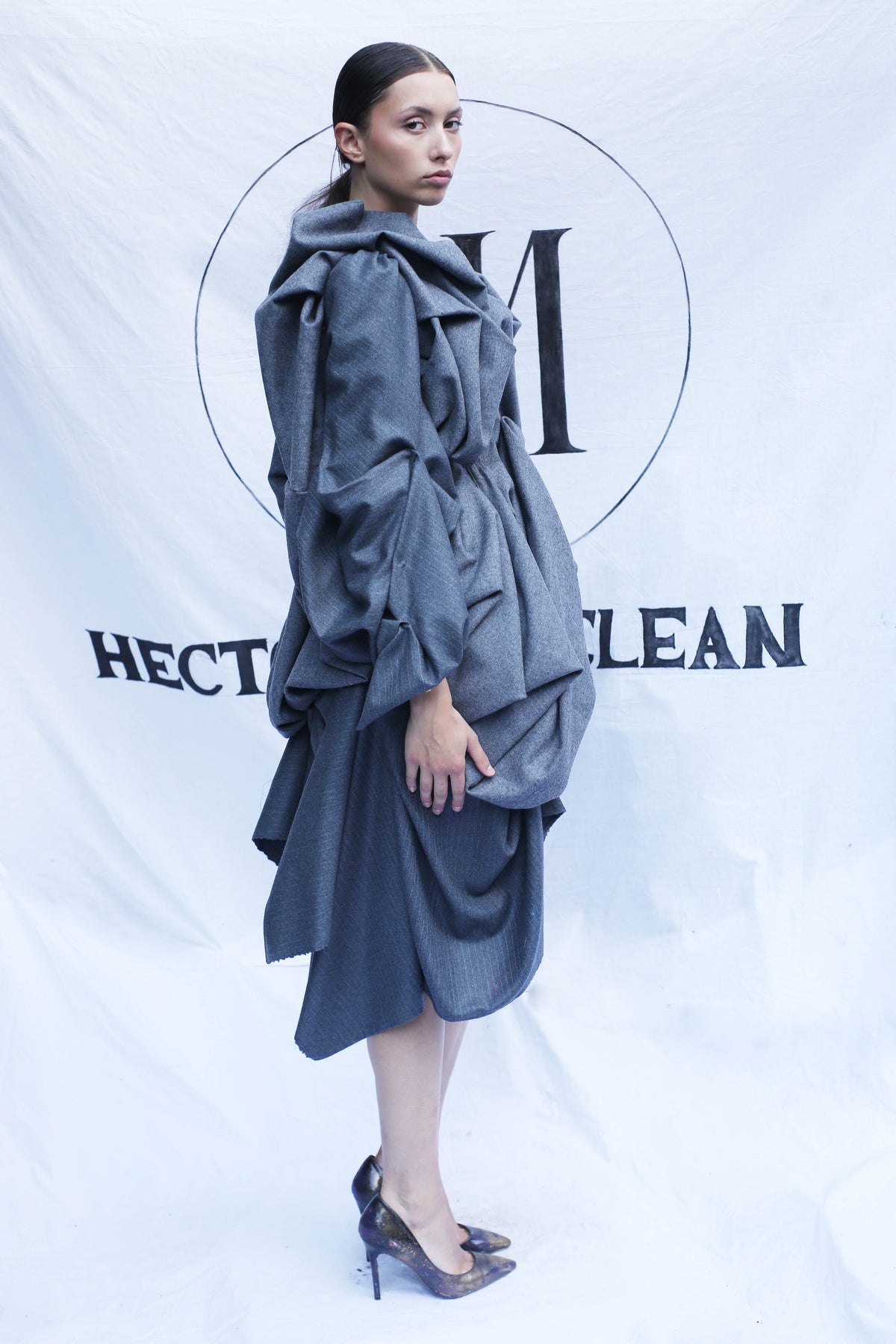Draped wool skirt